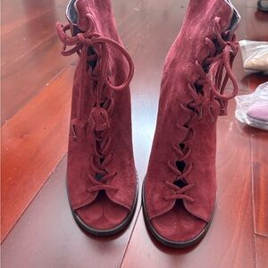 Coach Burgundy Lace-Up Women's Boots